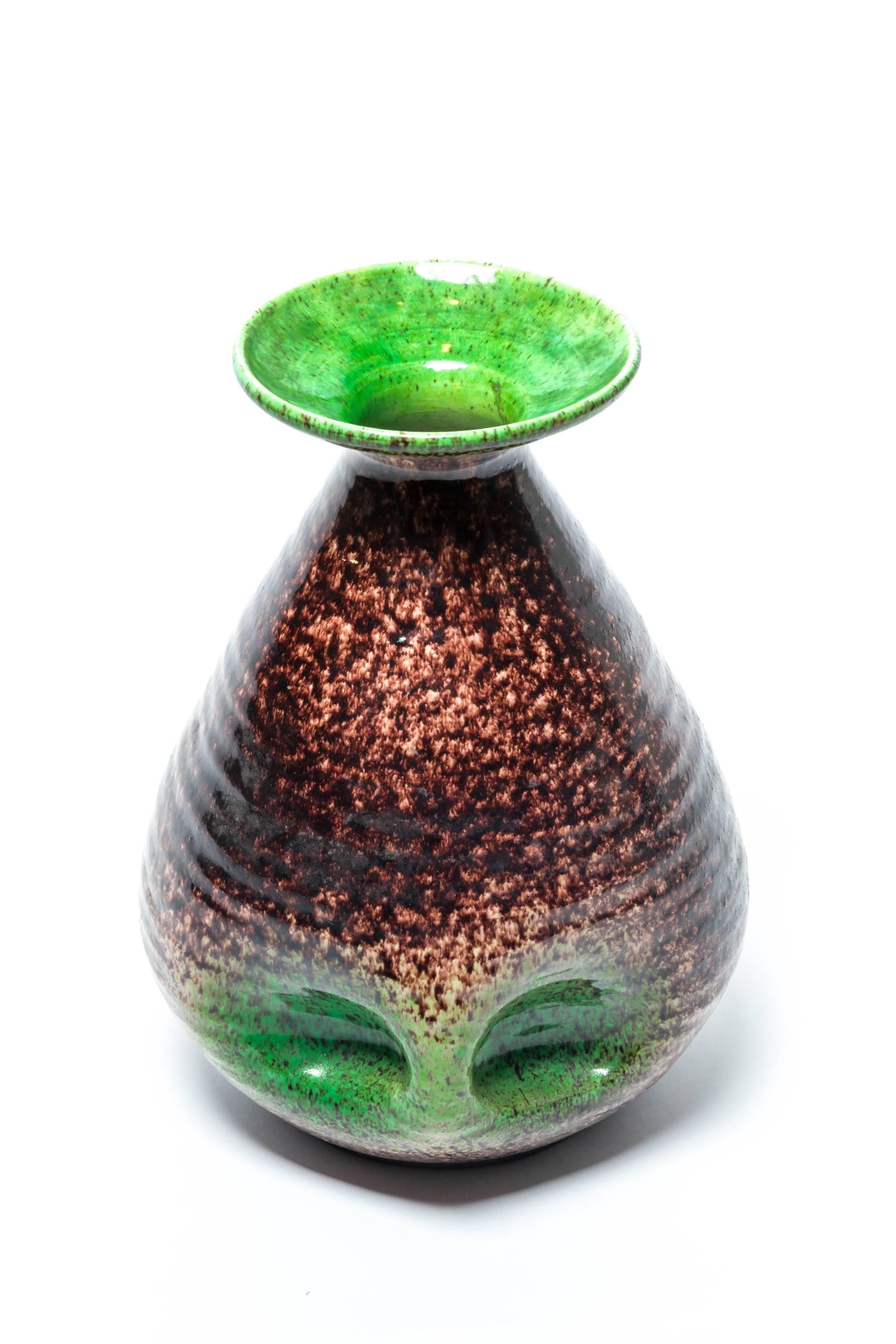 Brown and Green Ceramic Vase by Accolay 4