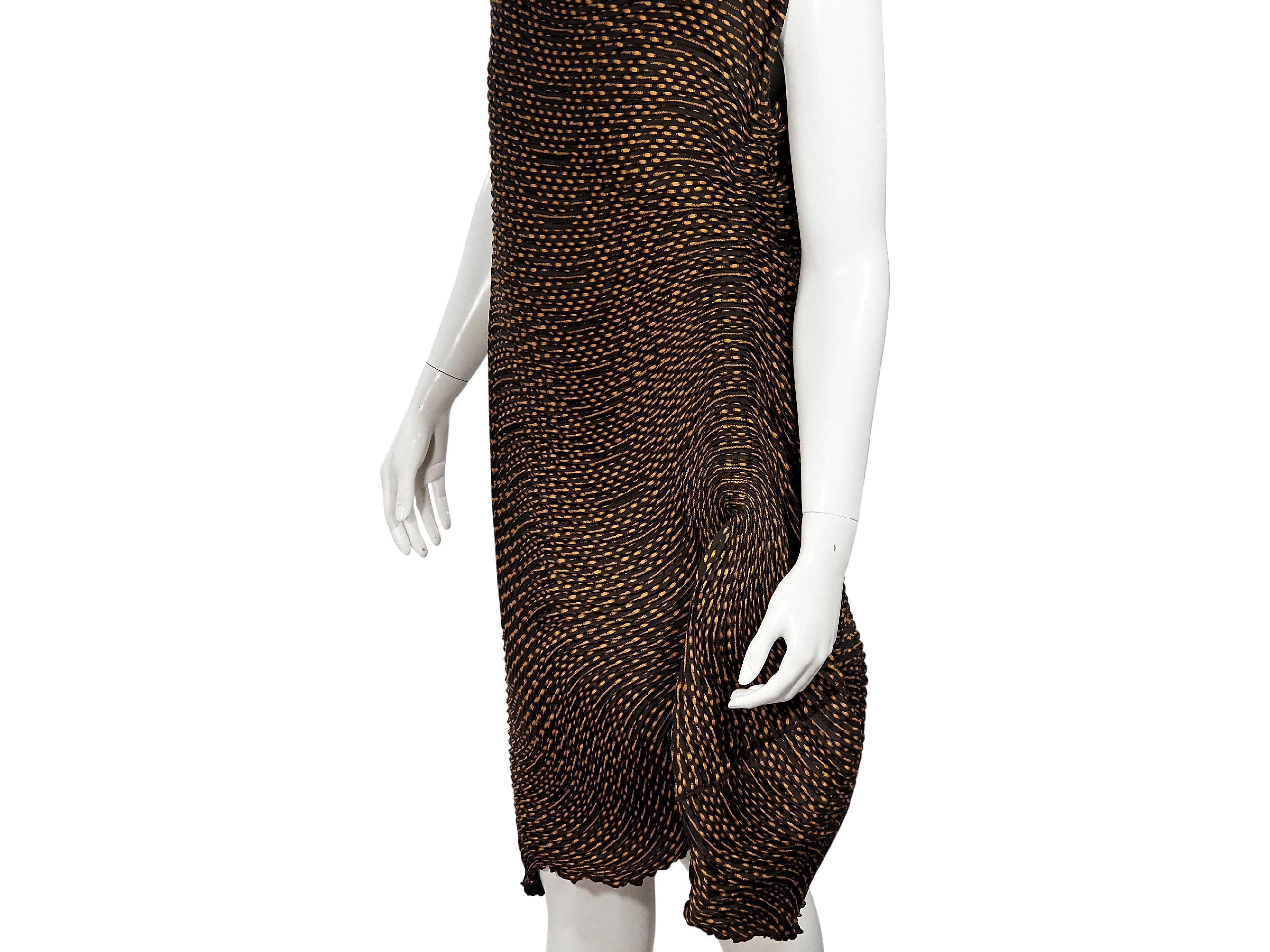 Issey Miyake Brown and Orange Pleated Dress In Good Condition In New York, NY