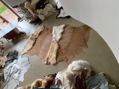 Luxury Natural Shape Hand-Dyed European Sheepskin Brown 1 Big Rug by Carine Boxy