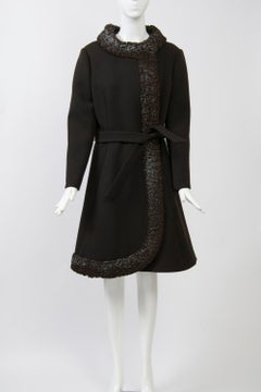 Brown 1960s Coat with Persian Trim