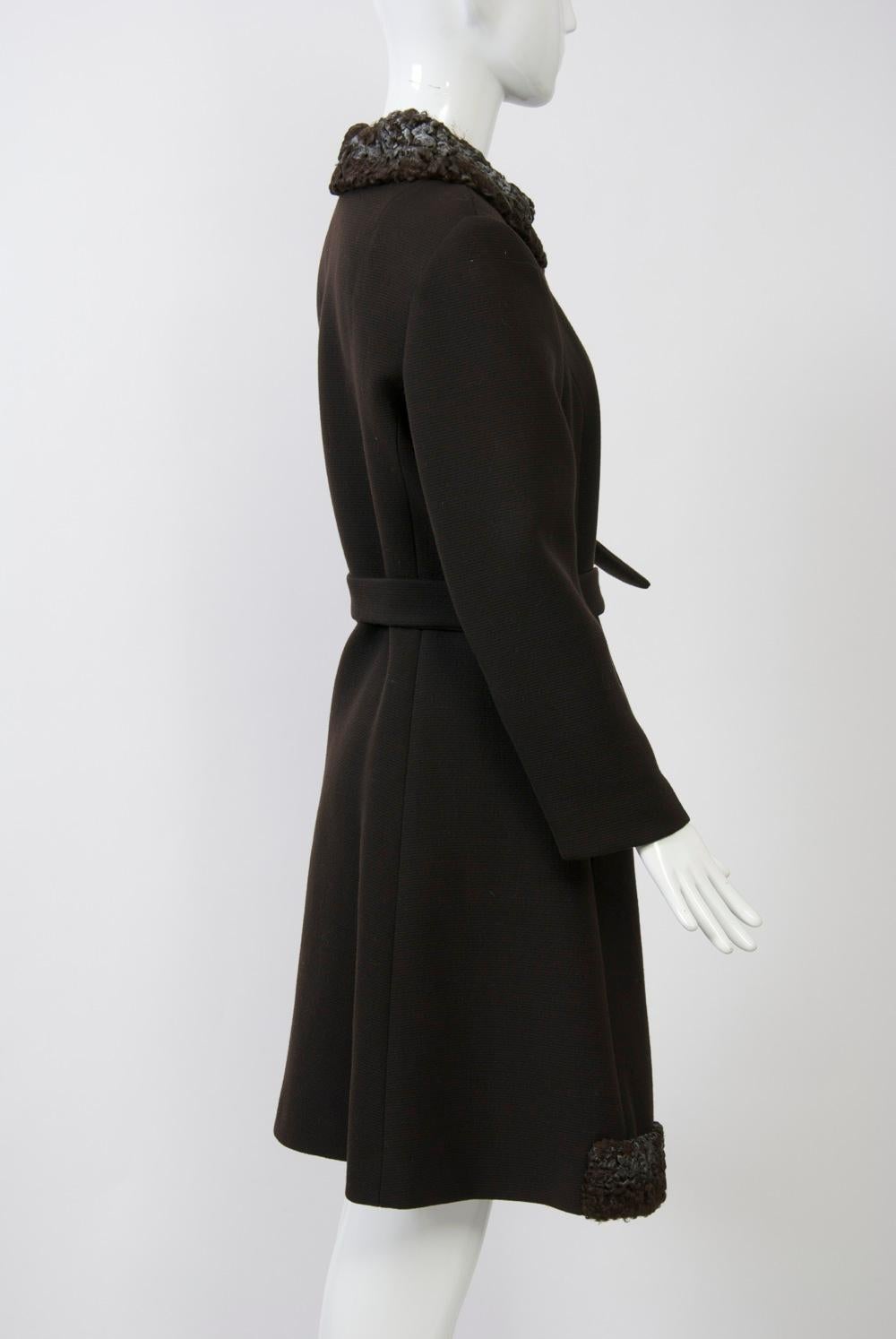 Women's Brown 1960s Coat with Persian Trim For Sale