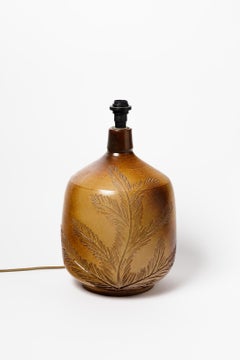 Brown 20th Century Ceramic Table Lamp by Sesame Vallauris Unique Design