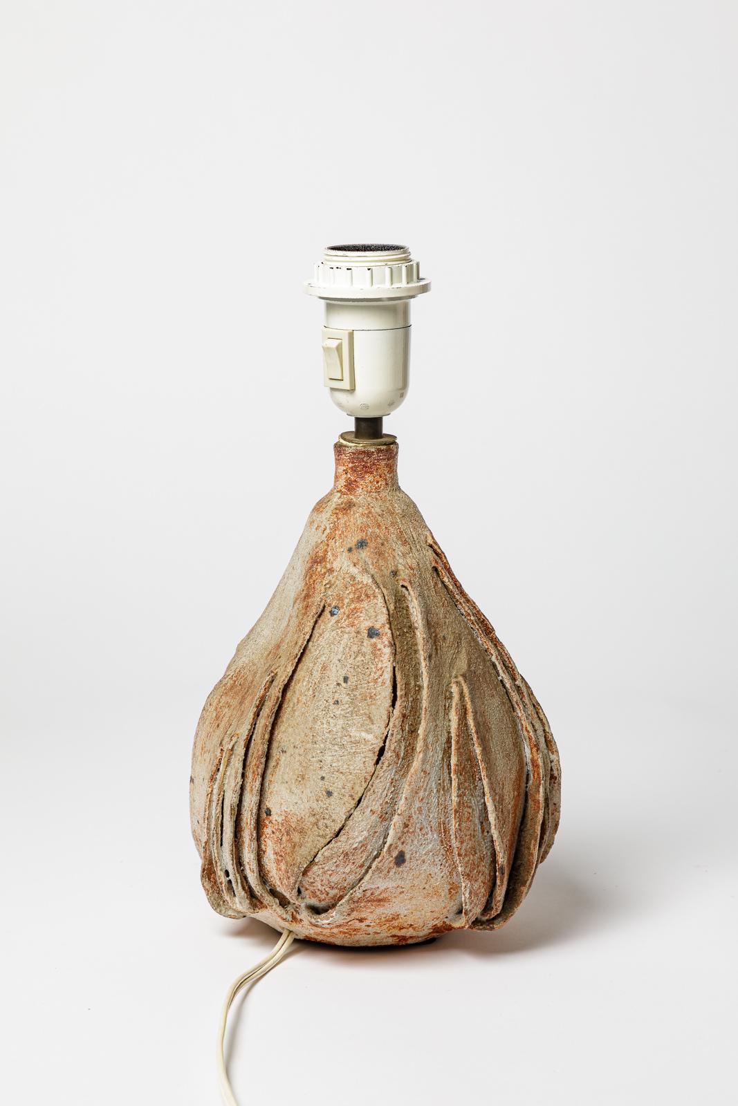 Lampada da tavolo in gres marrone di design del XX secolo di Bruno Hrdy La Borne In condizioni ottime in vendita a Neuilly-en- sancerre, FR