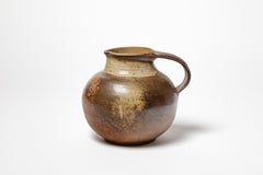 pichet en céramique en grès dessiné Brown du 20e siècle par Jacky Coville 1970