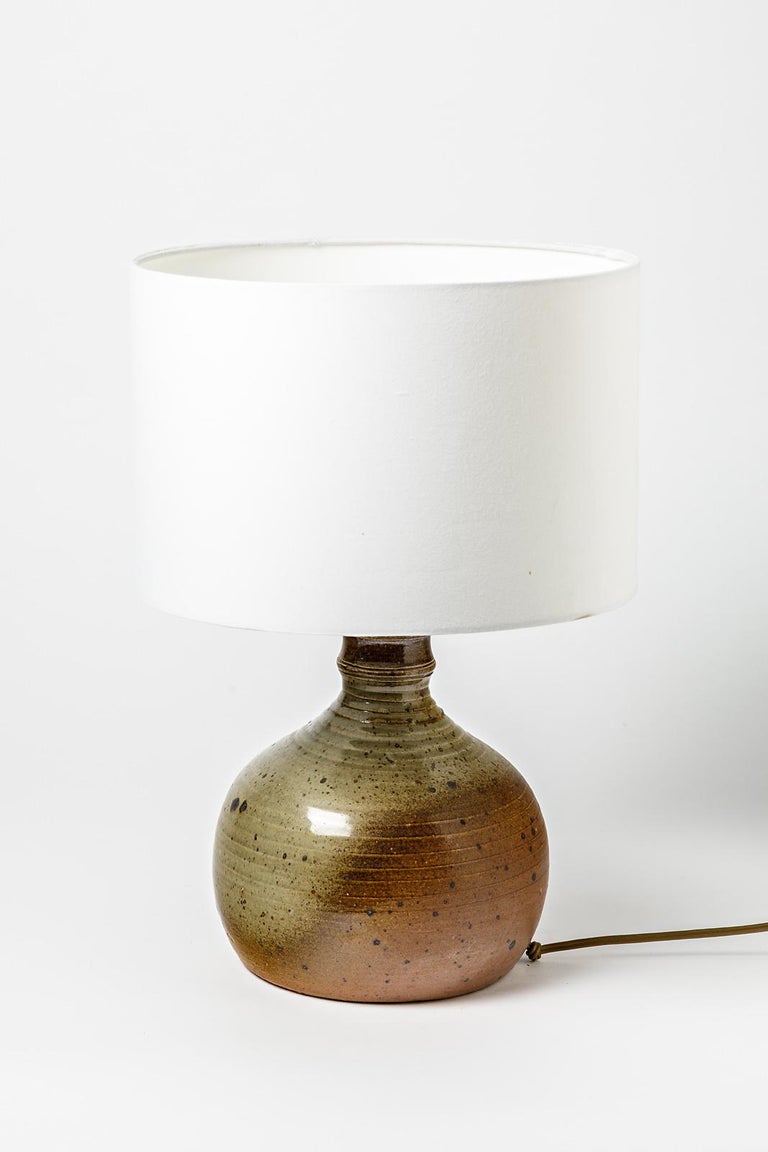 Brown 20th Midcentury Stoneware Ceramic Lamp by Vilain La Borne 1970  Lighting For Sale at 1stDibs