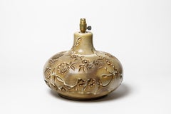 Braune Keramik-Tischlampe aus der Mitte des 20. Jahrhunderts von Huguette Bessone Vallauris Lighting