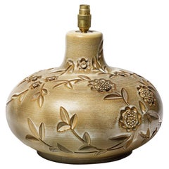 Lampada da tavolo in ceramica marrone della metà del XX secolo di Huguette Bessone Vallauris Lighting