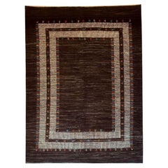 Brauner, handgeknüpfter Kashkooli-Gabbeh-Teppich im Format 6x9, aus handgesponnener, pflanzlich gefärbter Wolle, 1990