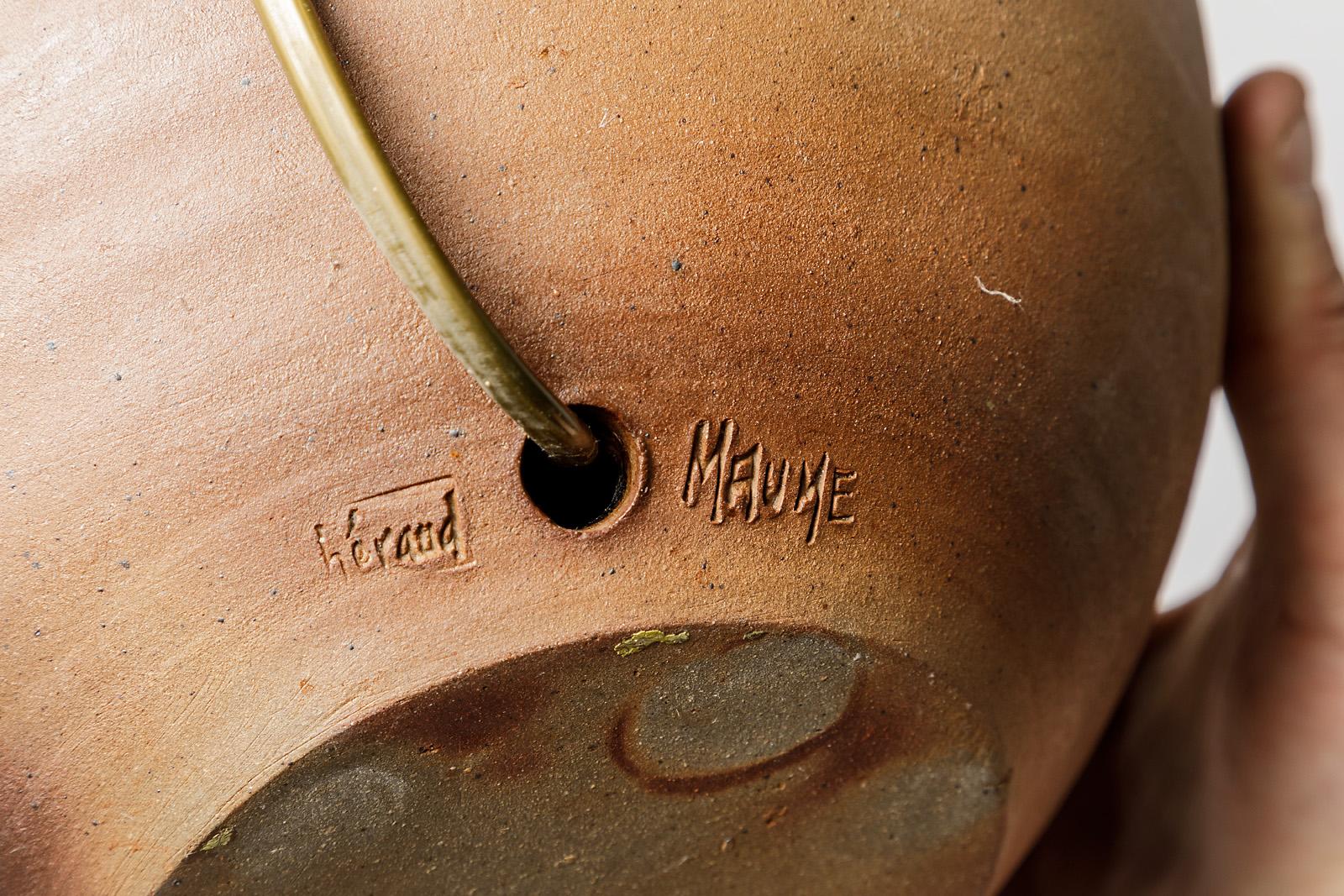 20th Century Brown Abstract Ceramic Table Lamp by Annie Maume La Borne Lighting Design