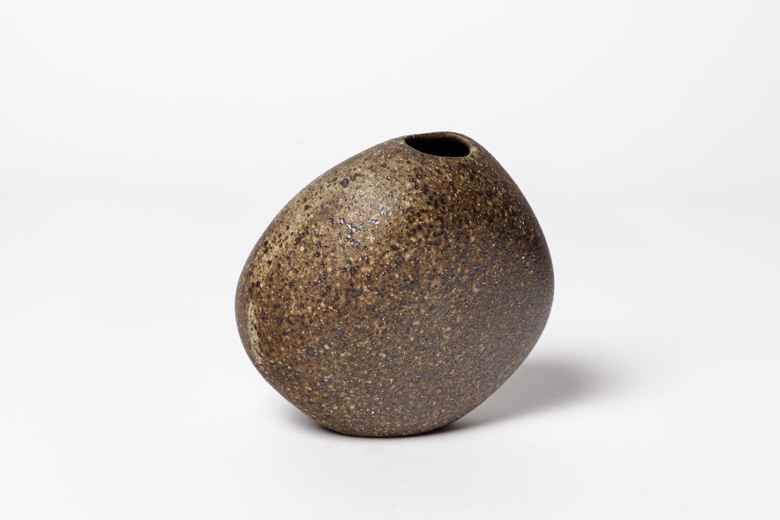Mid-Century Modern Brown Abstract Ceramic Vase by Tim Orr Free Stone Form, circa 1975 For Sale