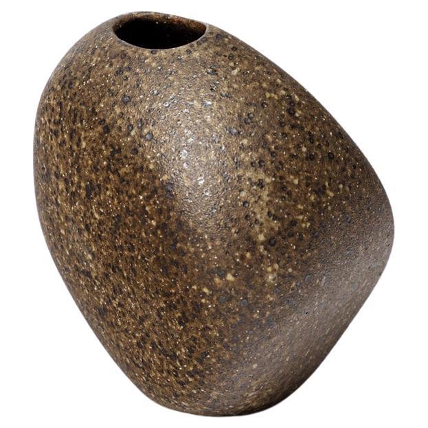 Brown Abstract Ceramic Vase by Tim Orr Free Stone Form, circa 1975 For Sale