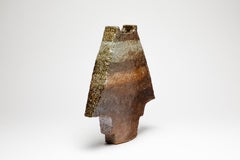 Vase en céramique grès brun abstrait fait main de F Marechal Pottery