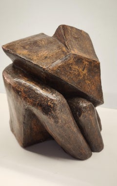 Brown abstract terracotta sculpture, 1960s, reminding Henri Laurens - France