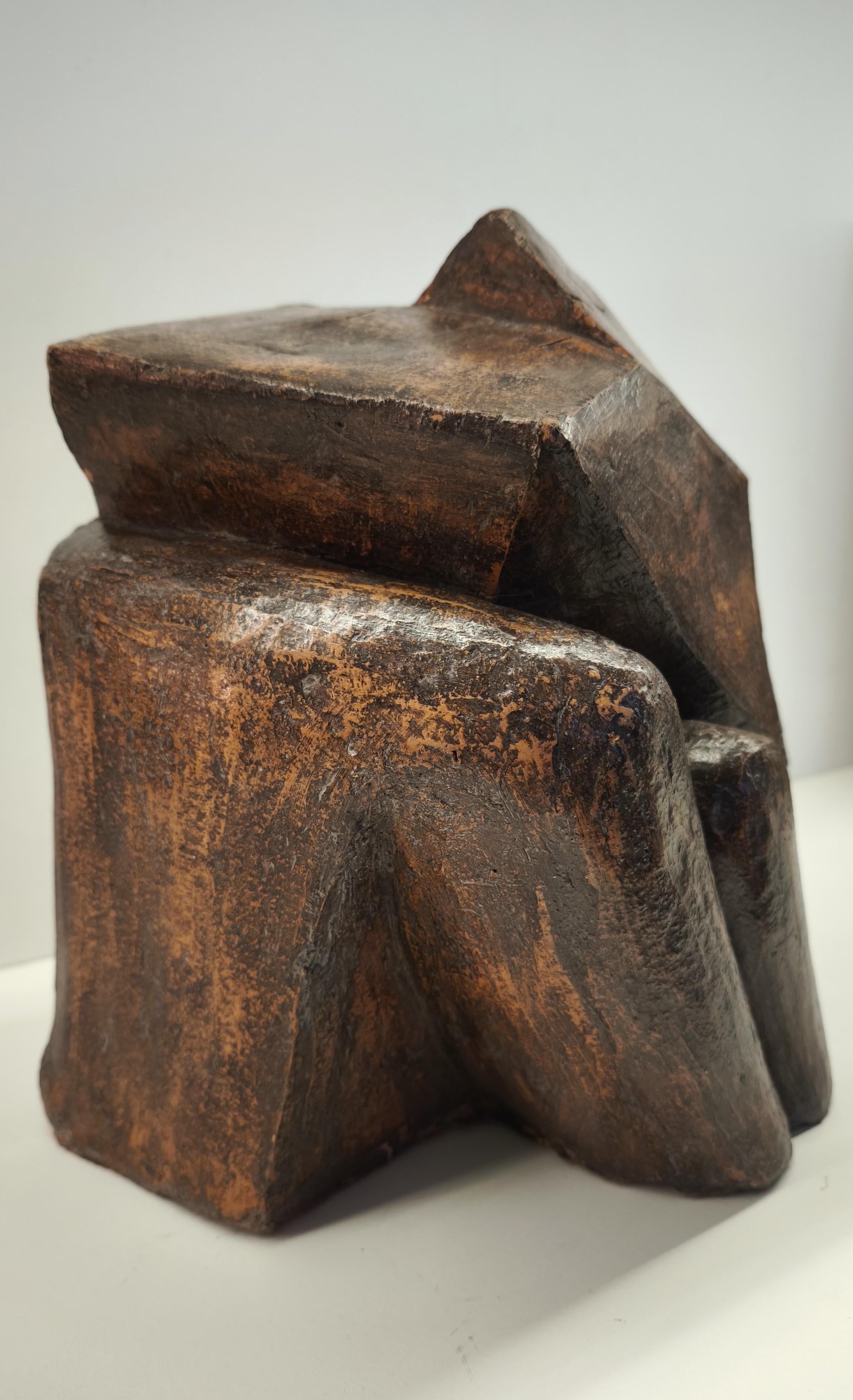 Français Sculpture abstraite en terre cuite de couleur Brown, années 1960, rappelant Henri Laurens - France en vente
