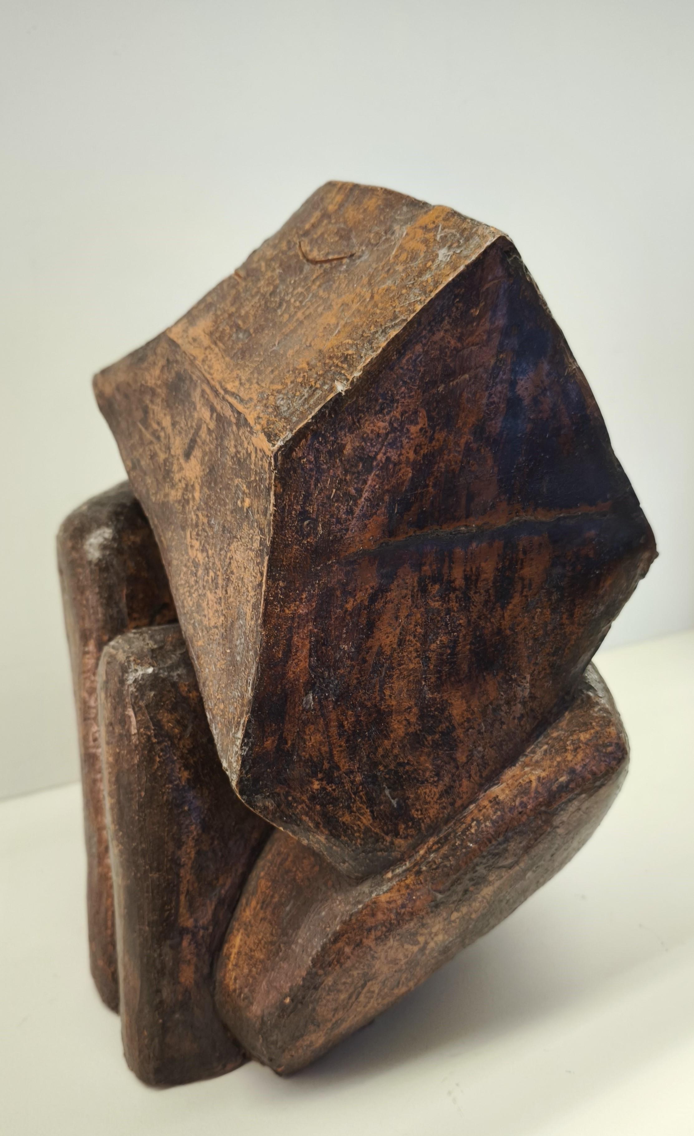 Sculpture abstraite en terre cuite de couleur Brown, années 1960, rappelant Henri Laurens - France Bon état - En vente à Paris, FR