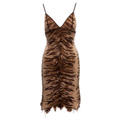 Brown Adam Jones Wool & Cashmere-Blend Tiger Intarsia Knit Dress Size US S