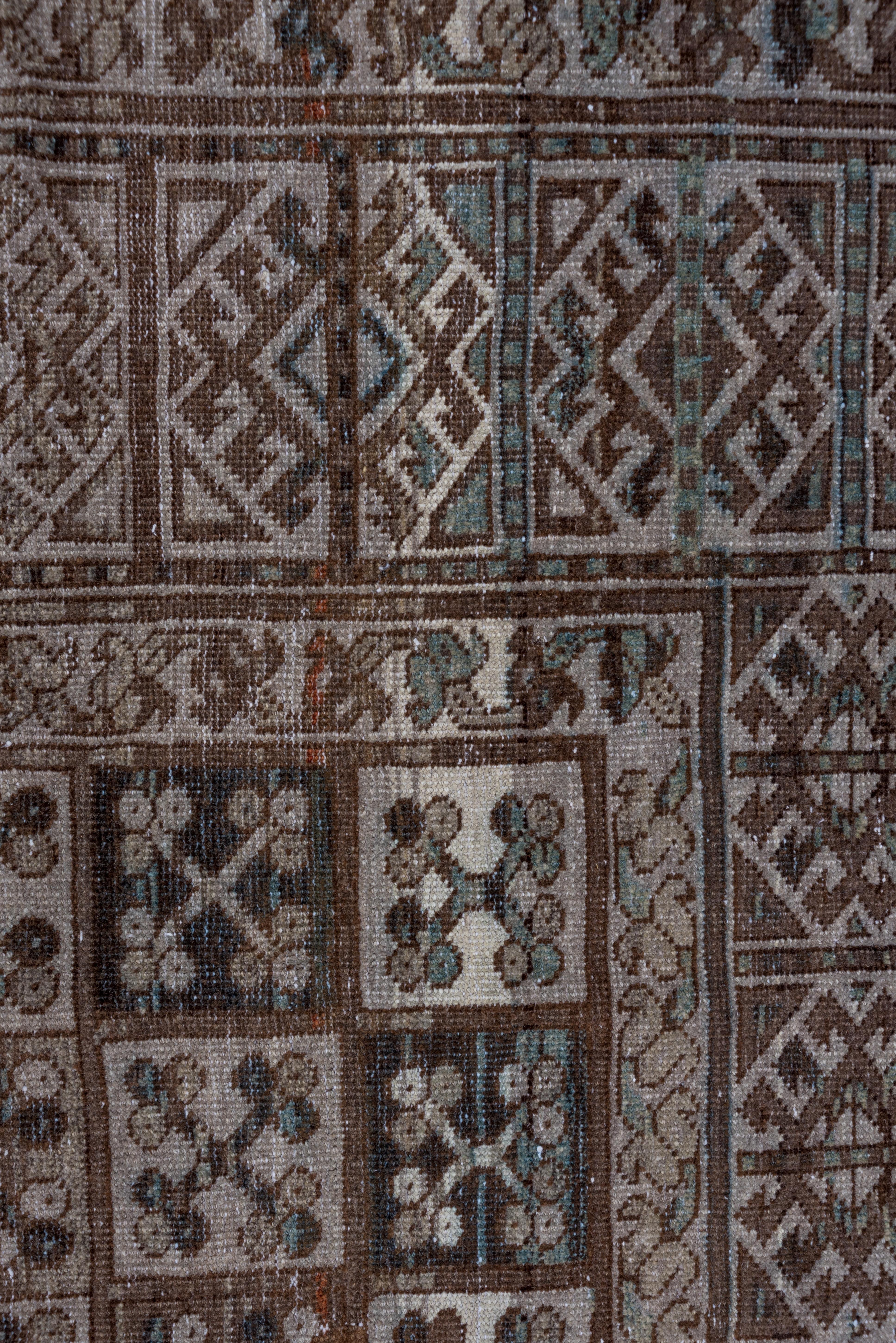 Afghanischer Ersari-Teppich in Braun, Allover Field, Blautöne, Tealtöne (Handgeknüpft) im Angebot