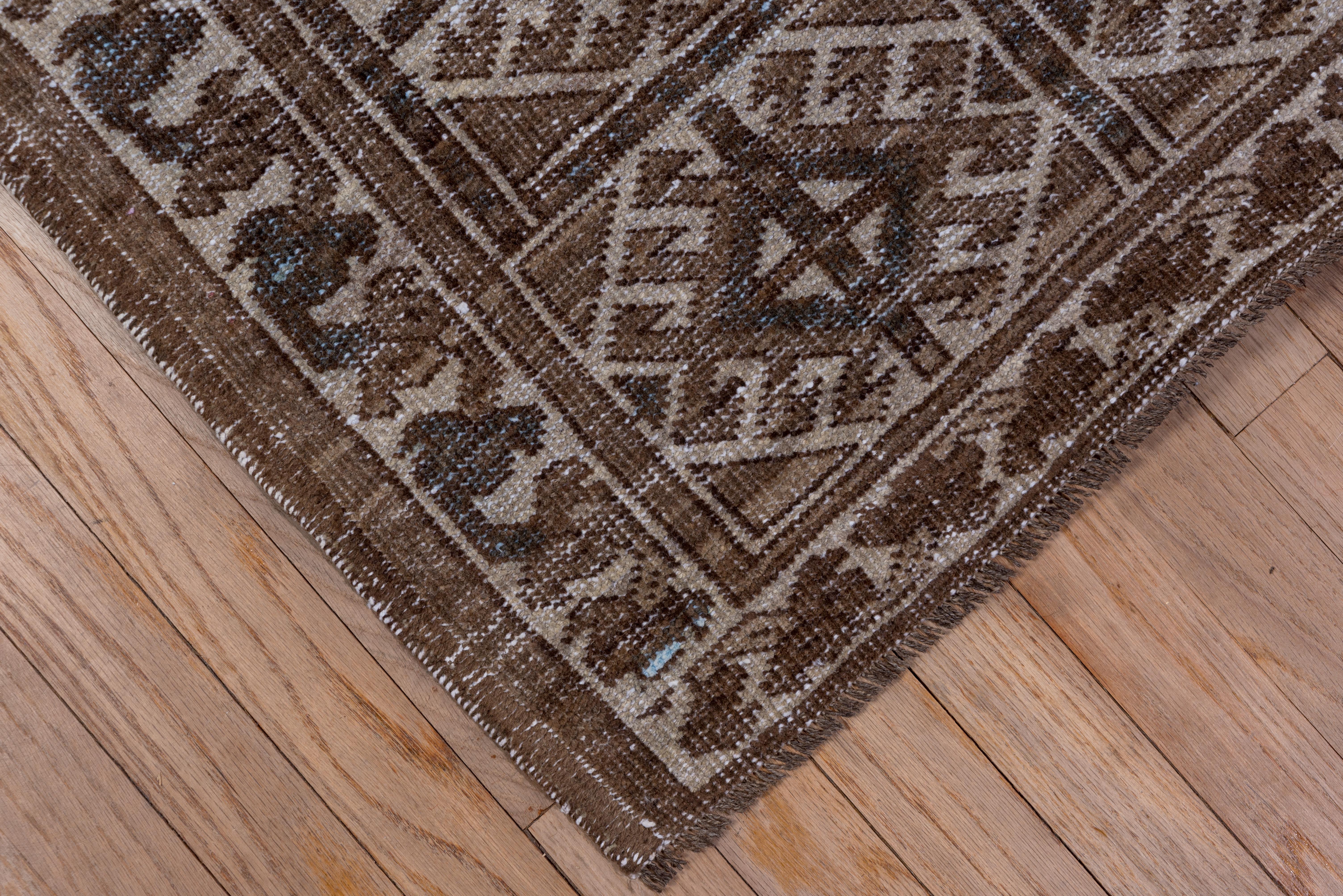Brown Afghan Ersari Carpet, Allover Field, Blue Tones, Teal Tones For Sale 2