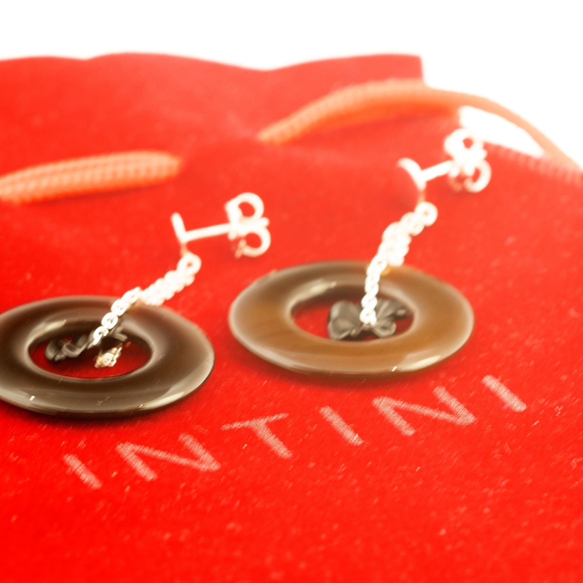 Boucles d'oreilles cocktail fleur en agate brune 925 en argent sterling Intini Jewels Pour femmes en vente