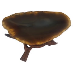 Geoda de Ágata Marrón Cristal sobre Soporte de Madera