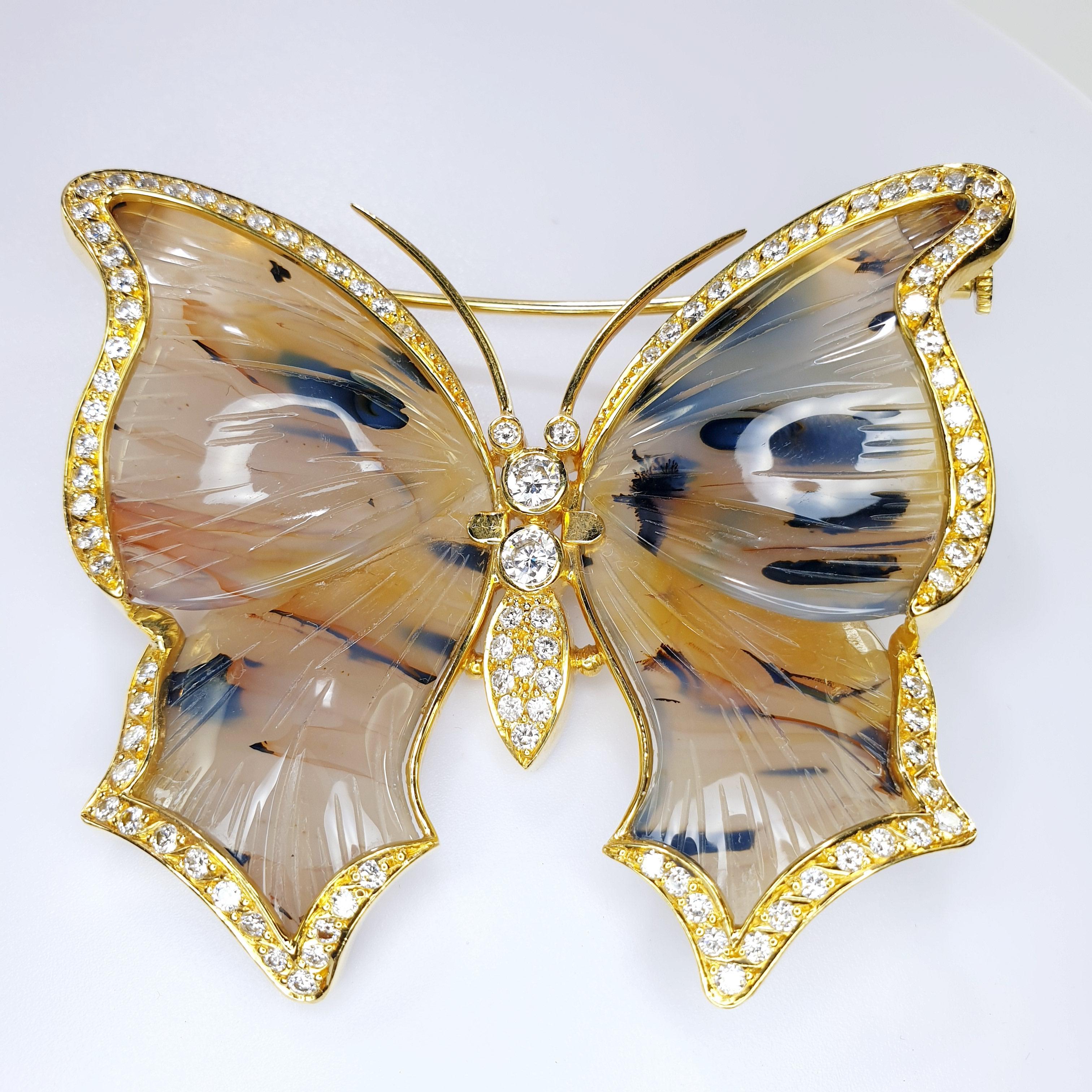 Beautiful Natural brown agate brooche in 18kt gold and diamonds 
READY TO SHIP
*Shipment of this piece is not affected by COVID-19. 
Orders welcome!*
STONES
◘ 2 center diamonds of 0.18ct each total 0.36ct 
and 0.20ct of pavé diamonds around the