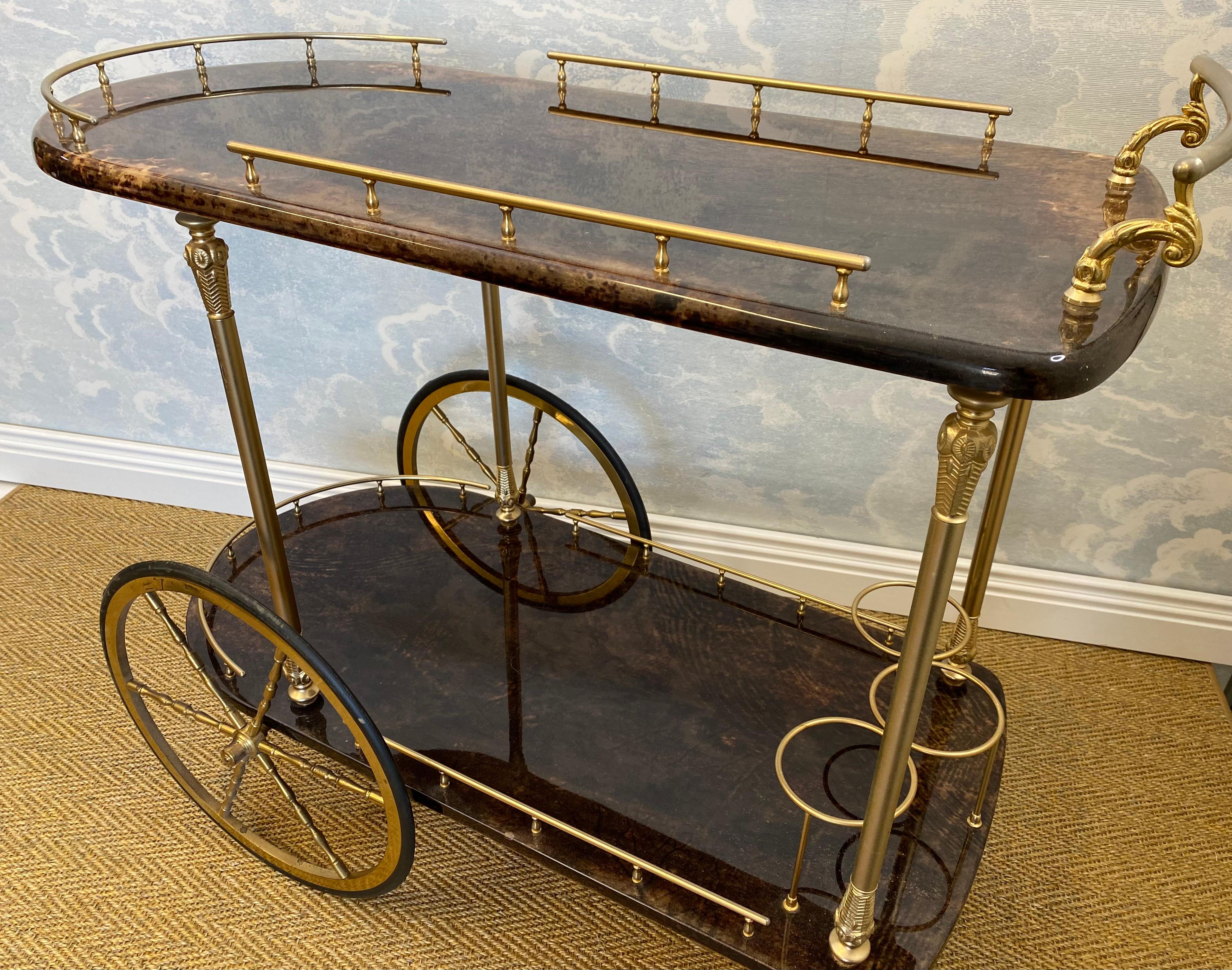 Brown ALDO TURA Bar Cart / Tea Trolly - Ein italienischer Design-Klassiker aus den 1960er Jahren im Angebot 4
