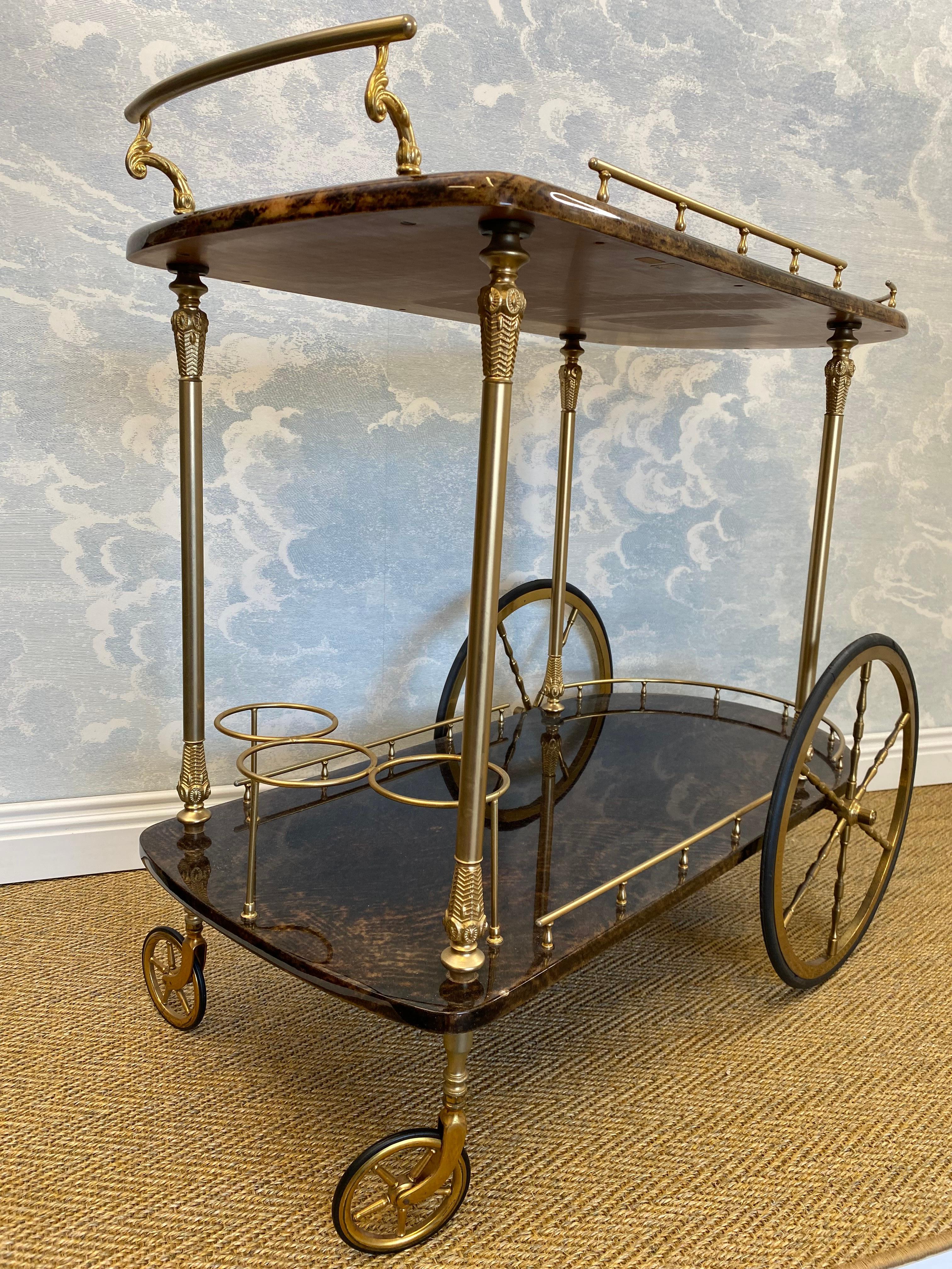 Brown ALDO TURA Bar Cart / Tea Trolly - Ein italienischer Design-Klassiker aus den 1960er Jahren im Angebot 5