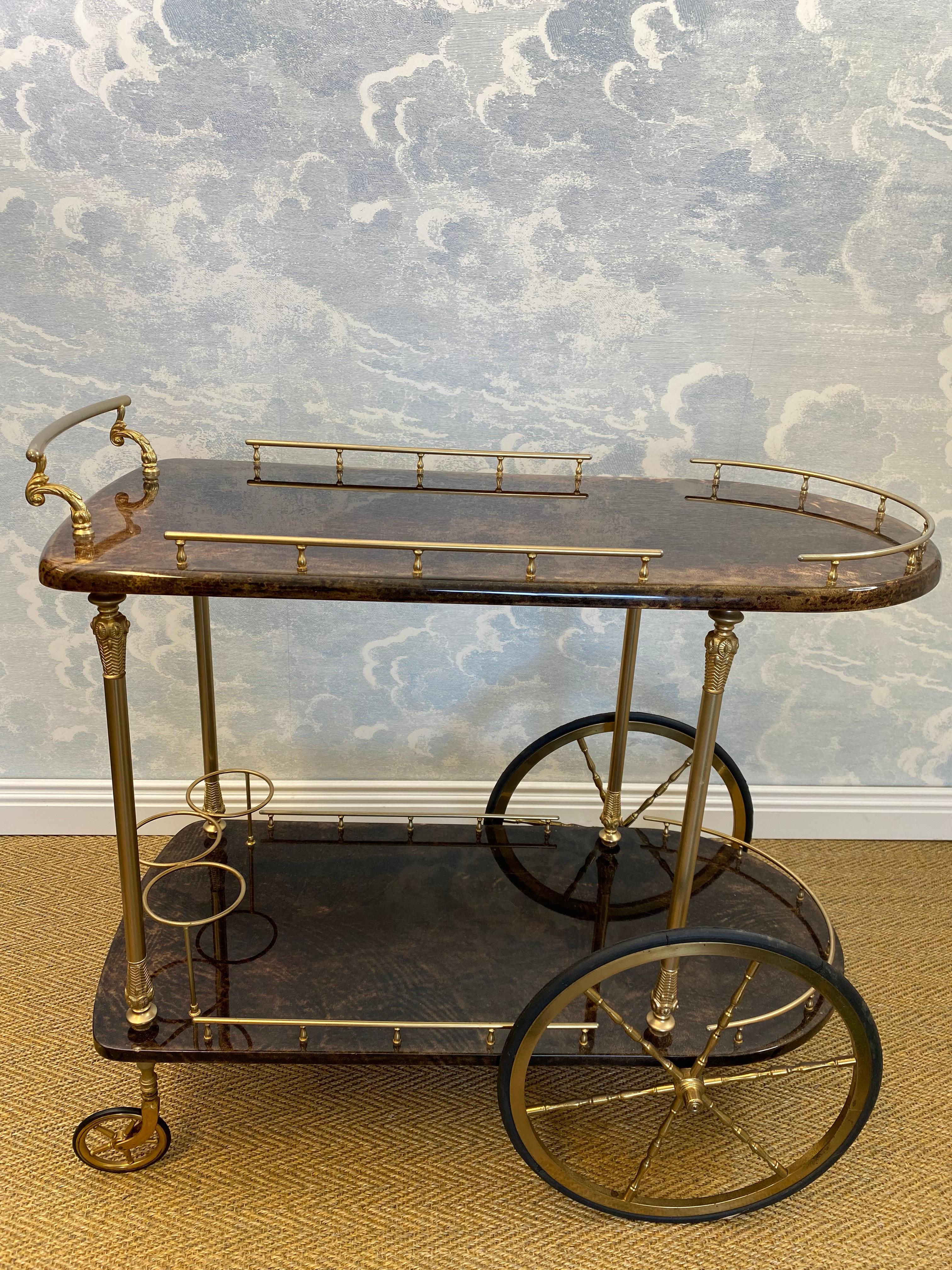 Brown ALDO TURA Bar Cart / Tea Trolly - Ein italienischer Design-Klassiker aus den 1960er Jahren (Italienisch) im Angebot