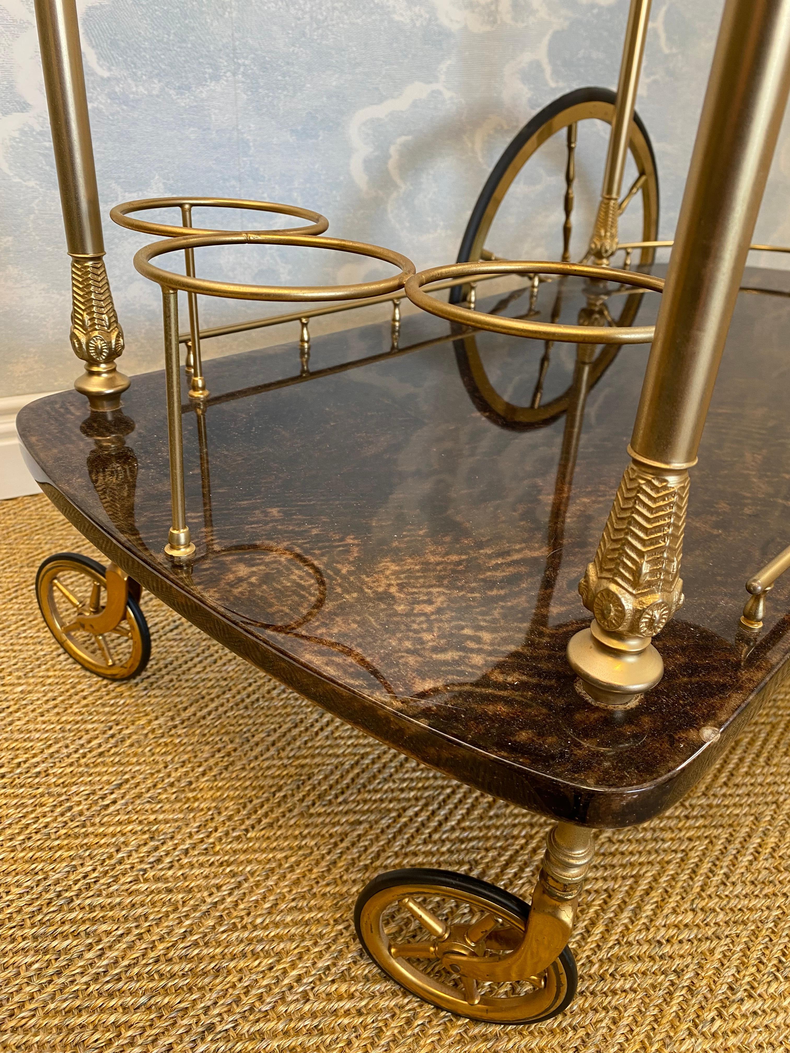 Brown ALDO TURA Bar Cart / Tea Trolly - Ein italienischer Design-Klassiker aus den 1960er Jahren im Angebot 1