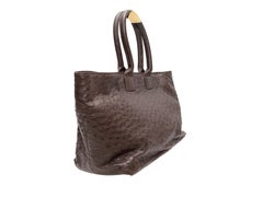 Brown Alexandra Knight Ostrich Leather Tote Bag