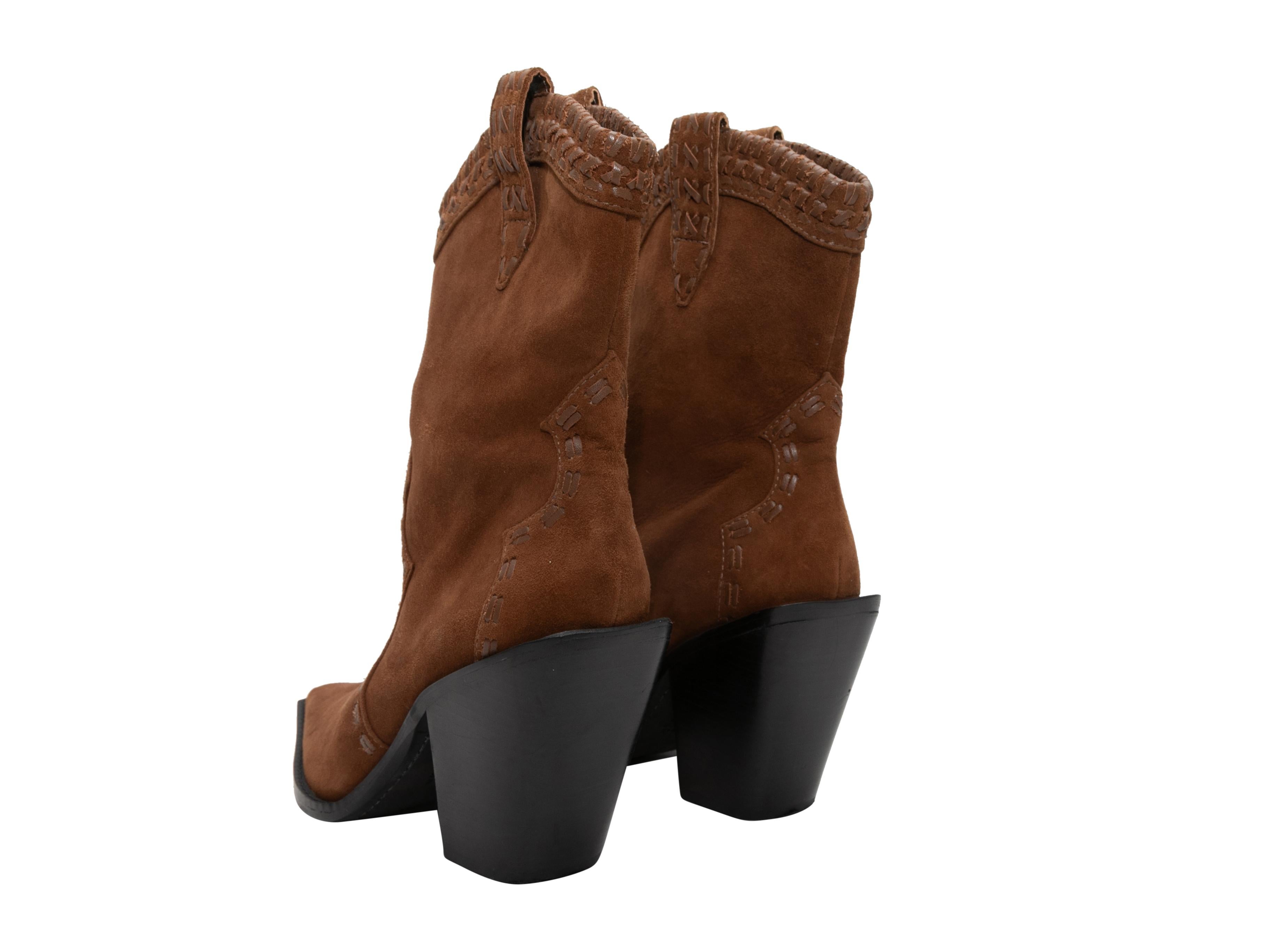 Brown Alice + Olivia Suede Mid-Calf Cowboy Boots Size 39.5 For Sale 1