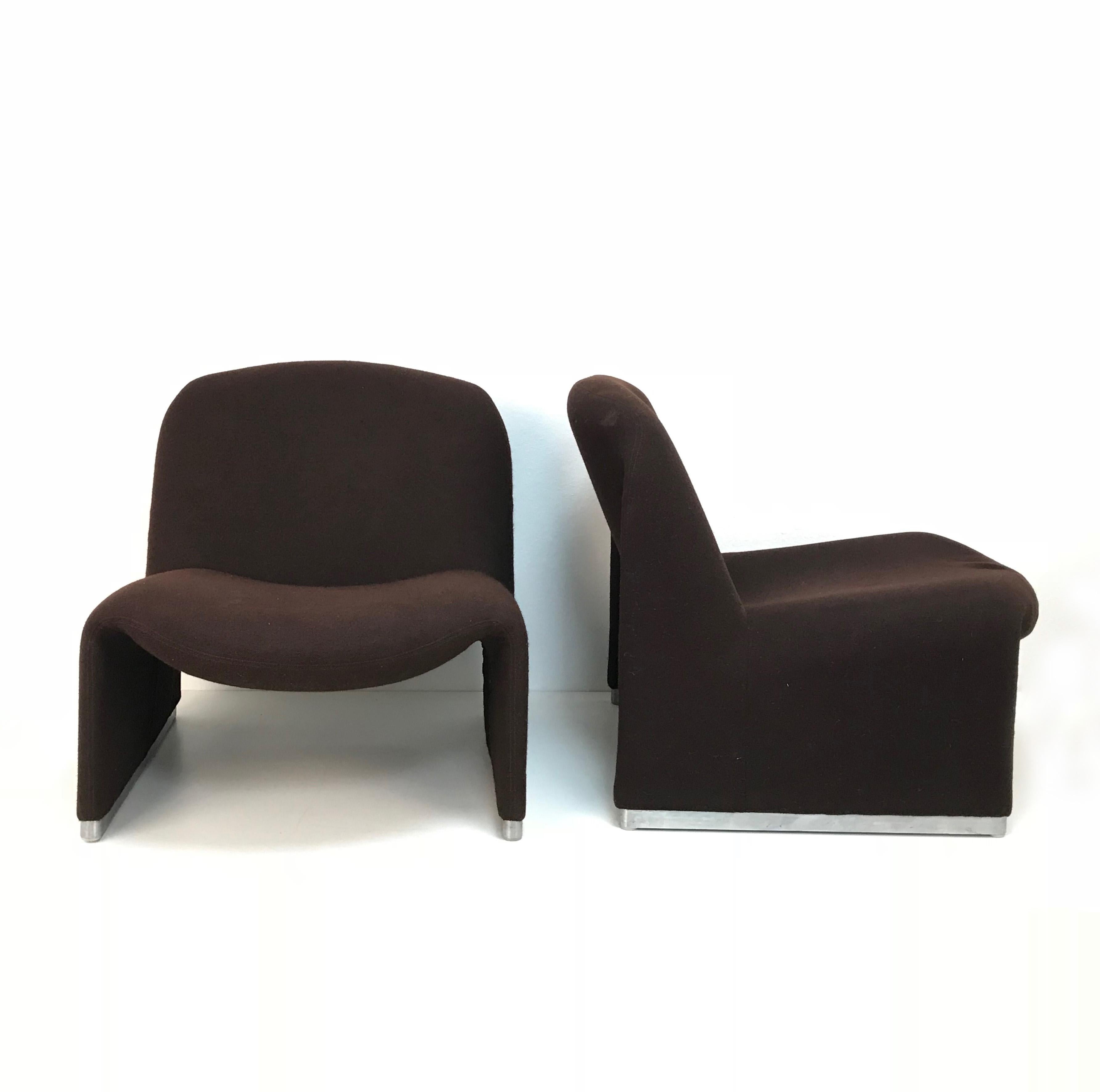 Brown Alky Armchairs by Giancarlo Piretti for Castelli, Italy, 1970s In Good Condition In Roma, IT