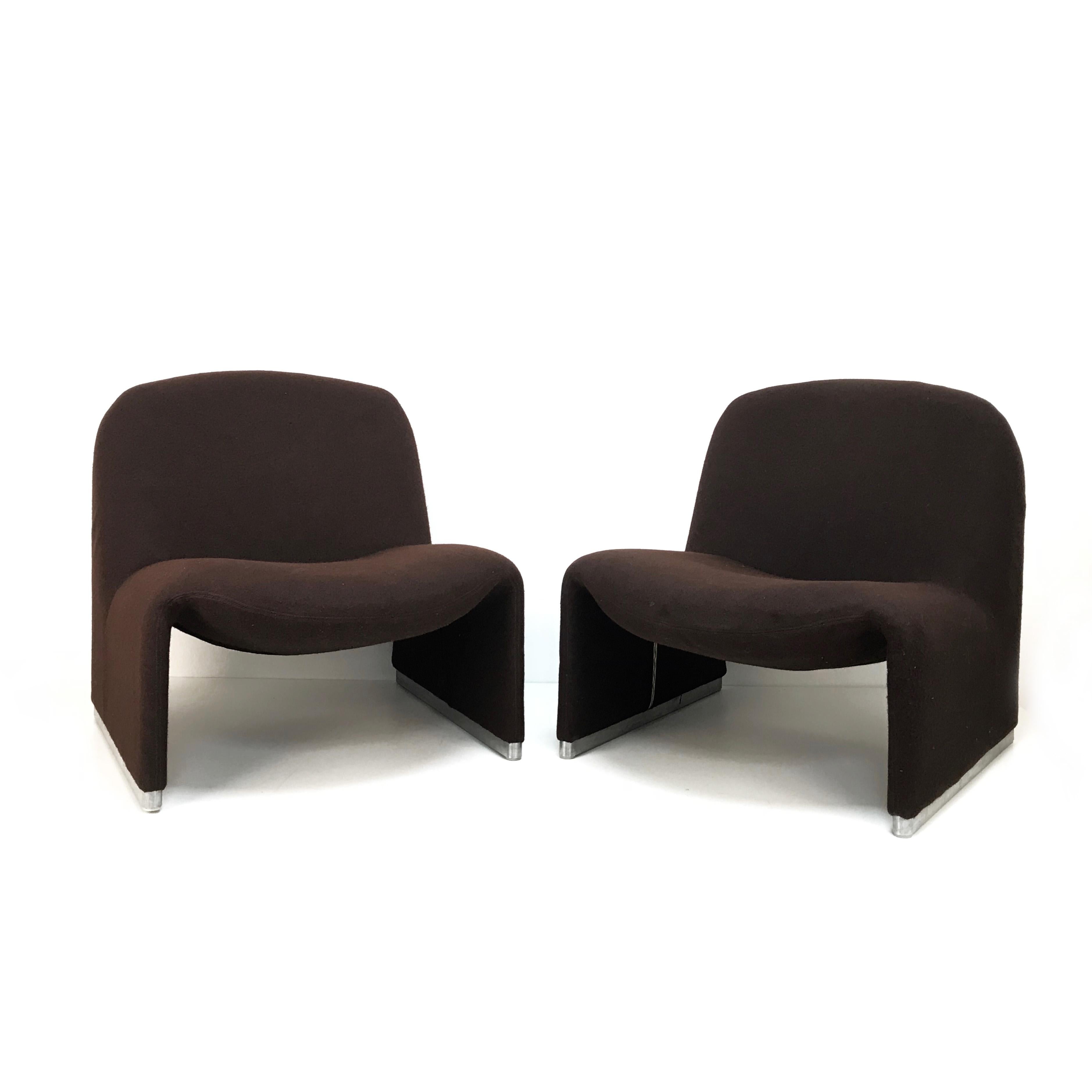 Brown Alky Armchairs by Giancarlo Piretti for Castelli, Italy, 1970s 2