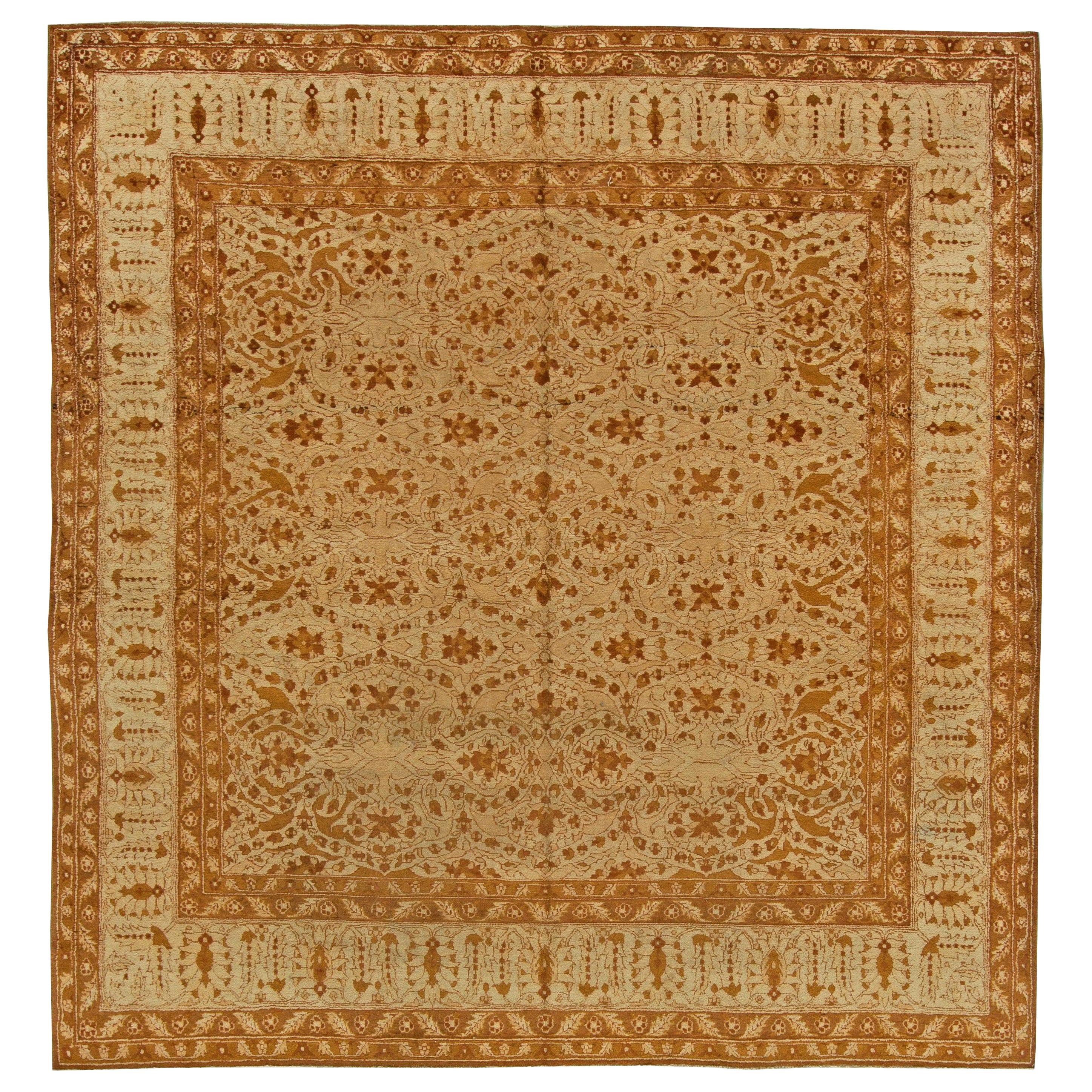 Antique Indian Agra Handmade Wool Rug