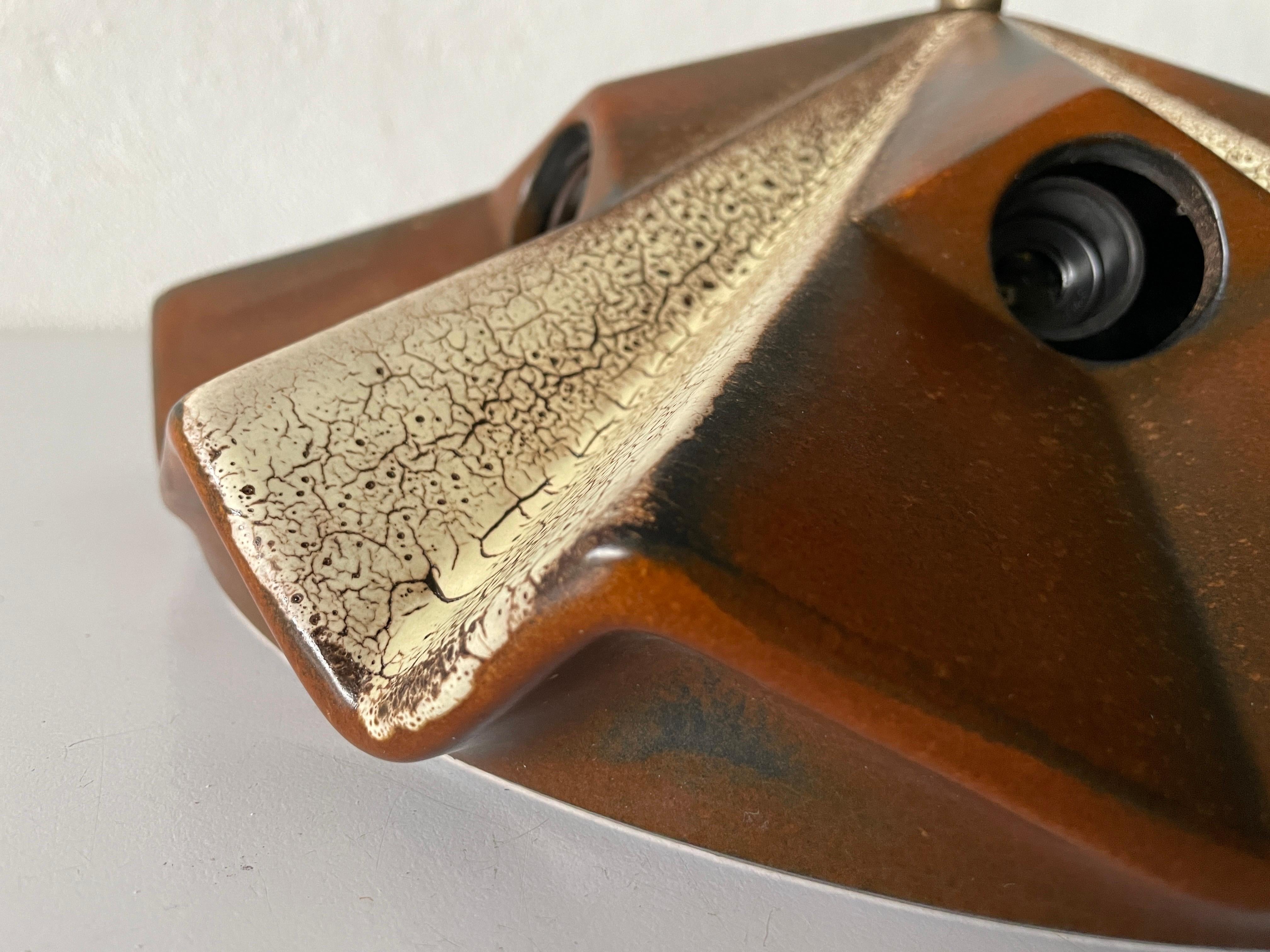 Brown and Beige Ceramic Ceiling Lamp by Pan Leuchten, 1970s, Germany For Sale 1