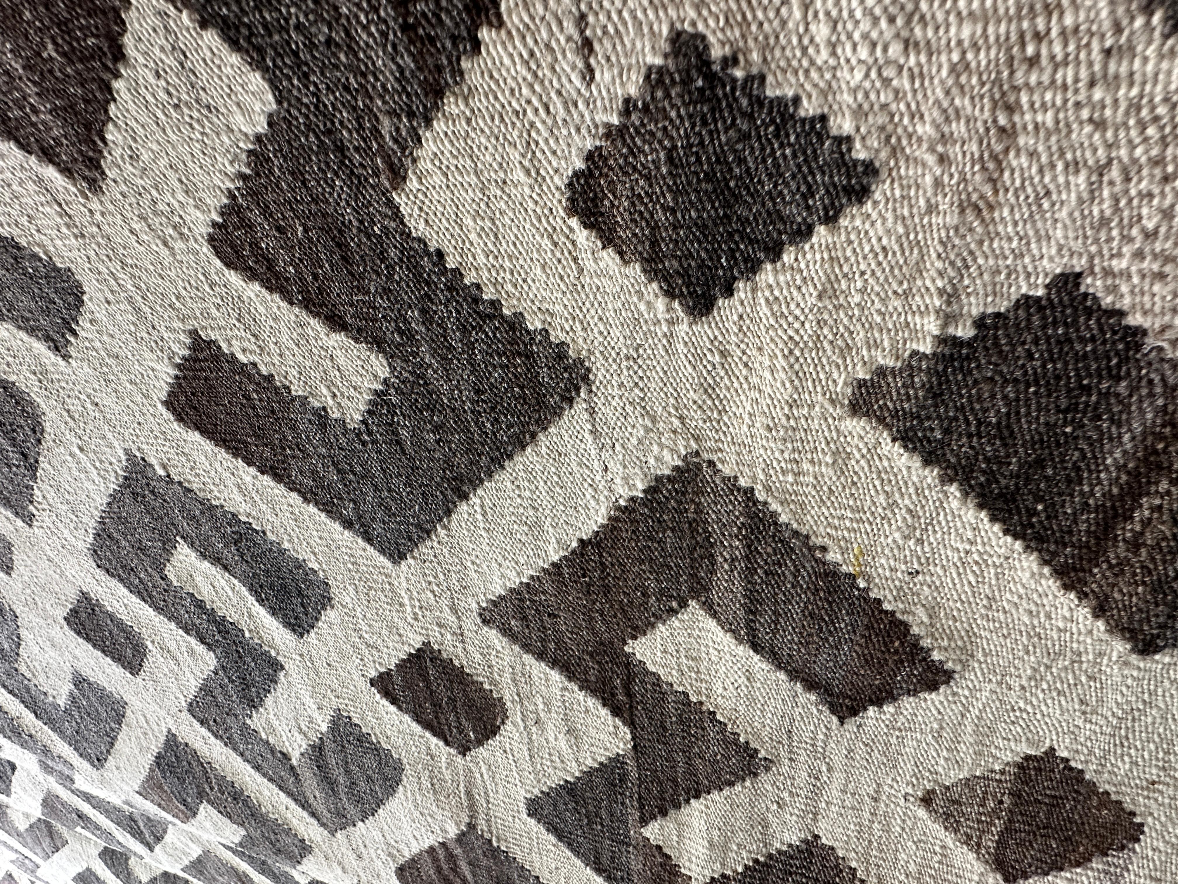 Wool Brown and Beige Hand-Woven Kilim Area Rug 10x14 For Sale