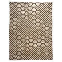 Alfombra Tejida a Mano Kilim Marrón y Beige 10x14