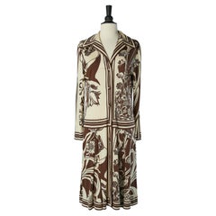 Braunes und beiges Tageskleid aus bedrucktem Seidenjersey EMILIO PUCCI