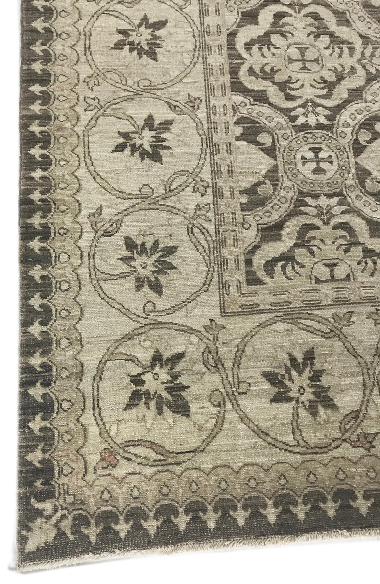 Brown and Beige Traditional Hand-Knotted Wool Rug For Sale at 1stDibs