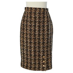 Jupe en tweed marron et beige CHANEL BOUTIQUE