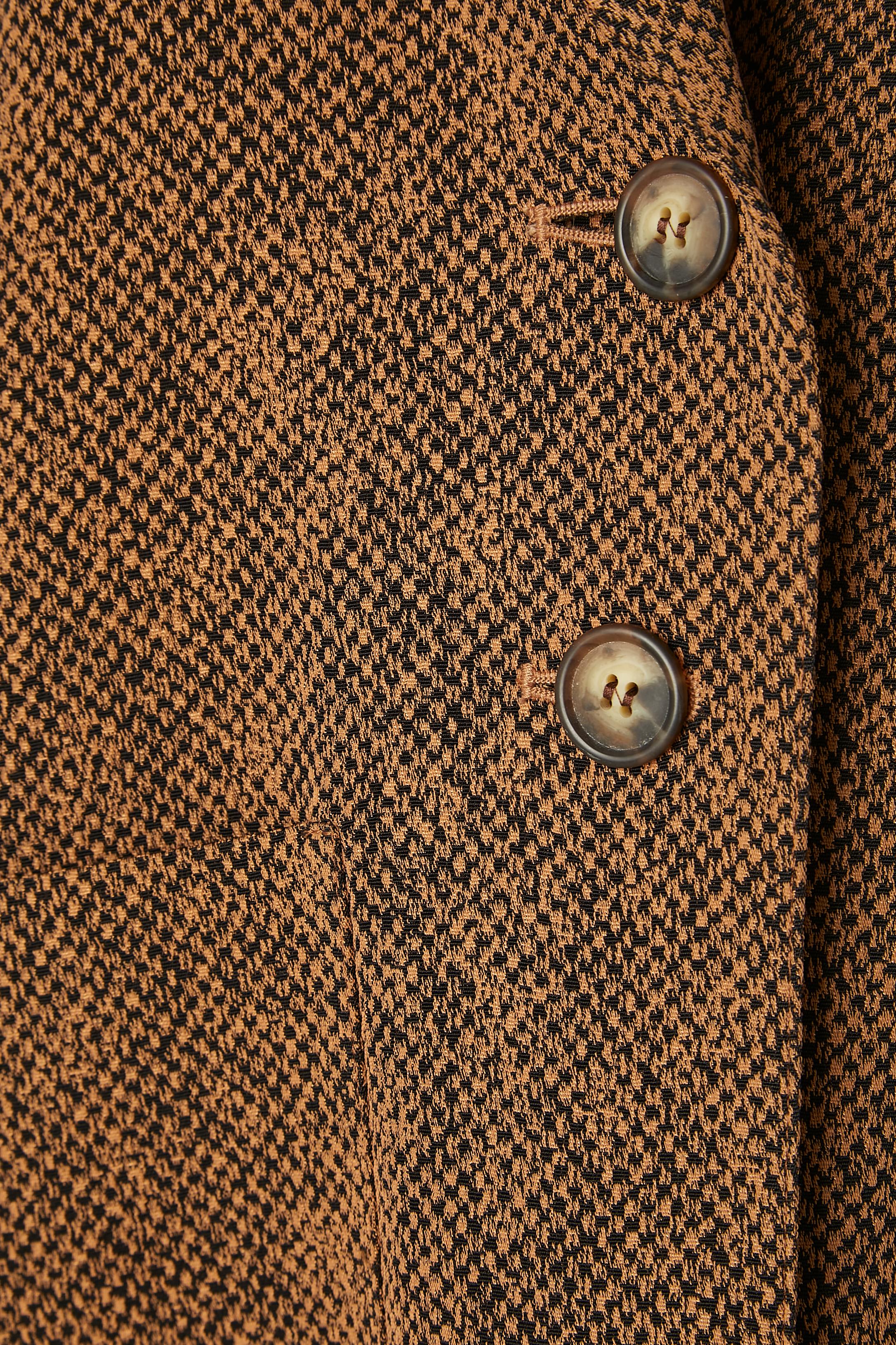 Brown and black jacquard single breasted jacket Yves Saint Laurent Variation  In Excellent Condition For Sale In Saint-Ouen-Sur-Seine, FR