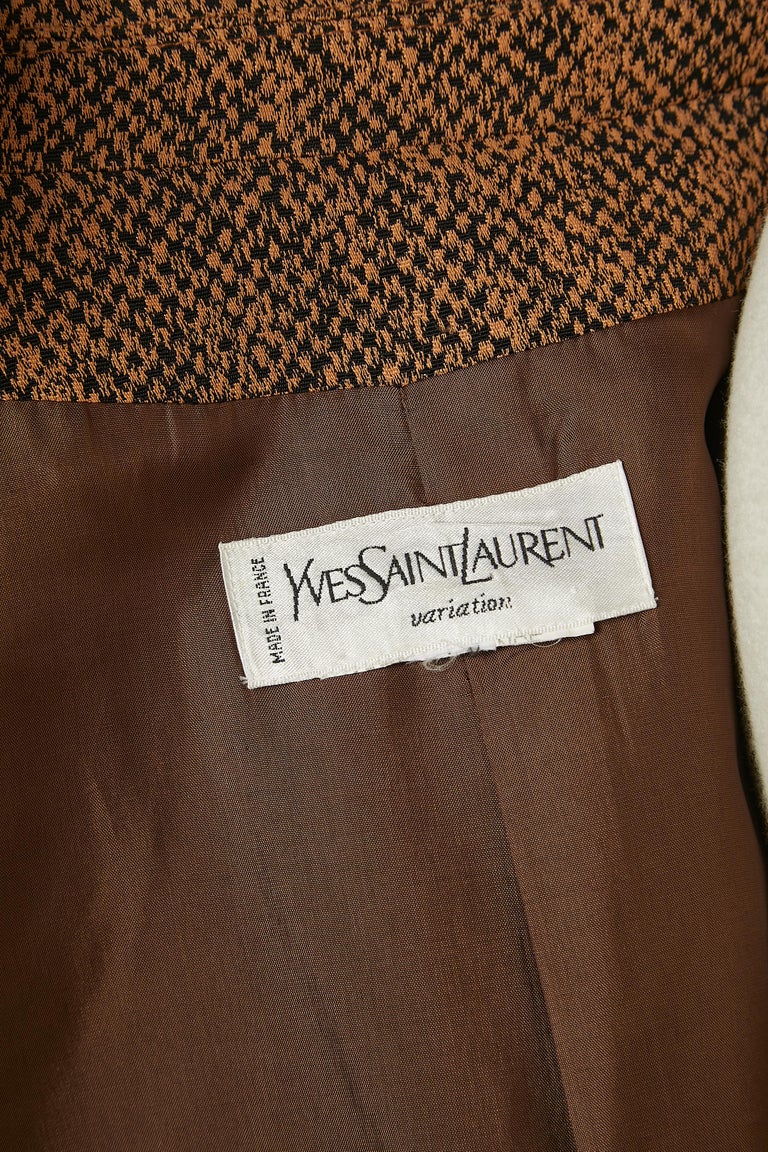Brown and black jacquard single breasted jacket Yves Saint Laurent  Variation For Sale at 1stDibs
