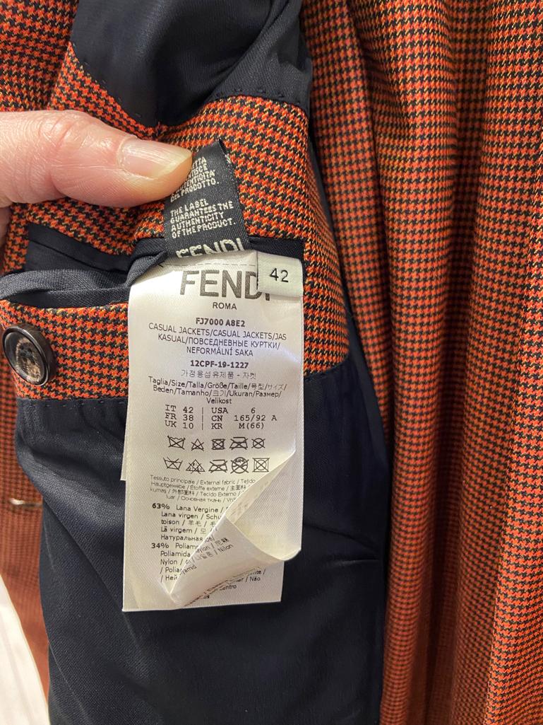 Brown and black mini Pied de poule pattern trouser-suit with fur cuffs FENDI  For Sale 8