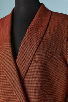 Brauner und schwarzer Mini-Hosenanzug mit Pied de poule-Muster und Pelzbündchen FENDI