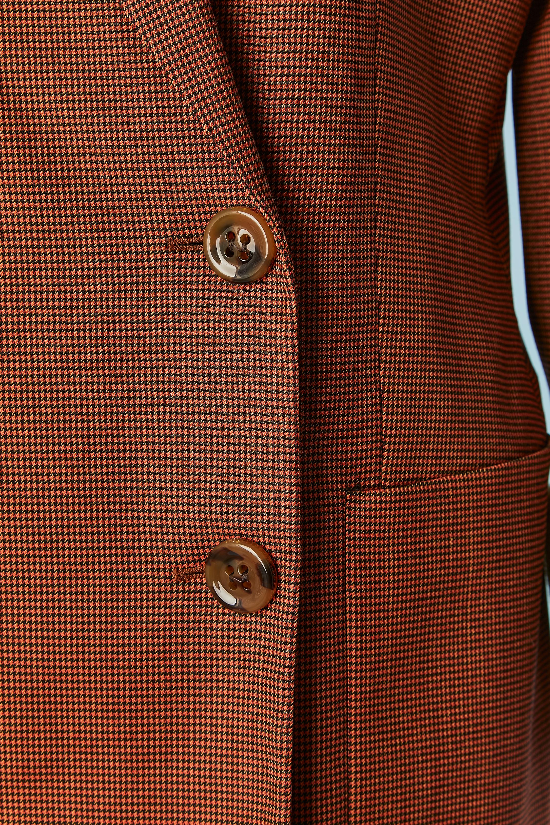 Brown and black mini Pied de poule pattern trouser-suit with fur cuffs FENDI  In Excellent Condition For Sale In Saint-Ouen-Sur-Seine, FR