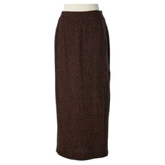 Brown and black tweed skirt with branded buttons on the back Chanel 