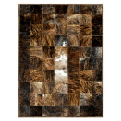 Tapis de sol polyvalent en cuir de vache Desnudo, brun et noir, de grande taille