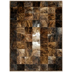 Brown and Black Versatile customizable Desnudo Cowhide Area Floor Rug Small