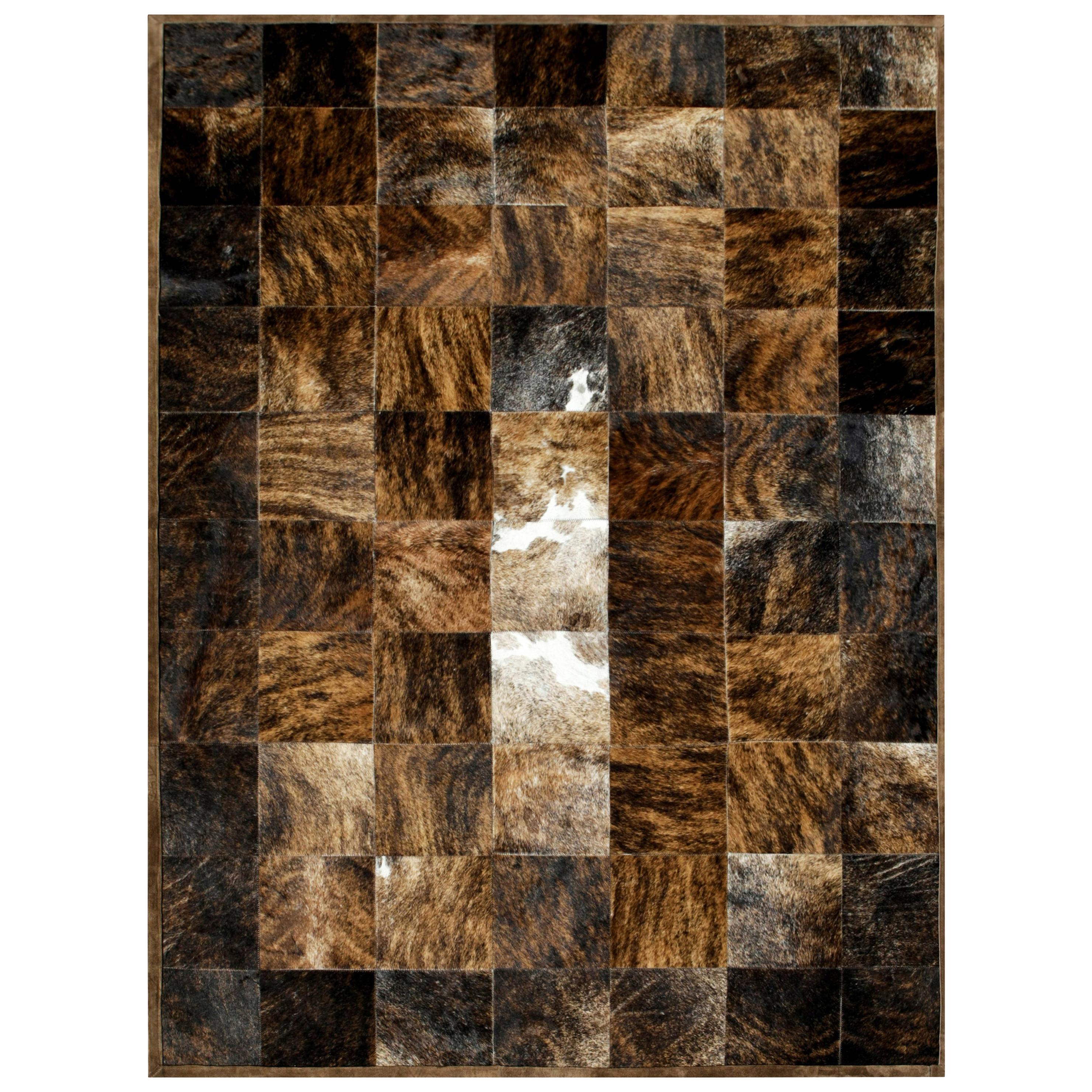 Brown and Black Versatile Desnudo Cowhide Area Floor Rug XX-Large For Sale