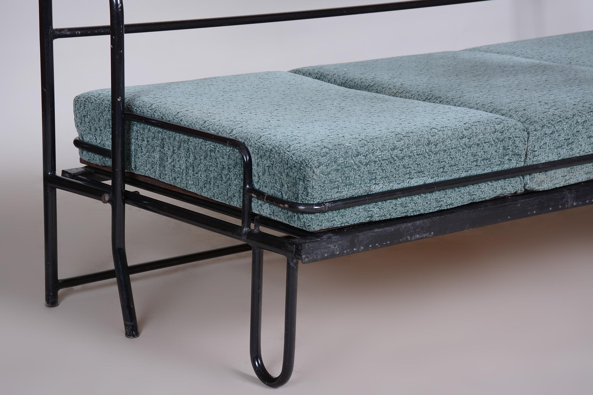 Sofá Bauhaus marrón y azul fabricado en Chequia en los años 30 en venta 4